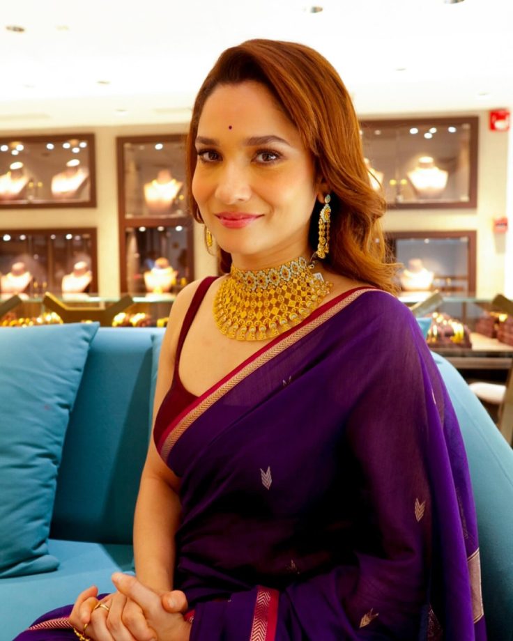 Ankita Lokhande's Latest Ethnic Purple Saree is the Ideal Look for Wedding Season, See Photos! 894077